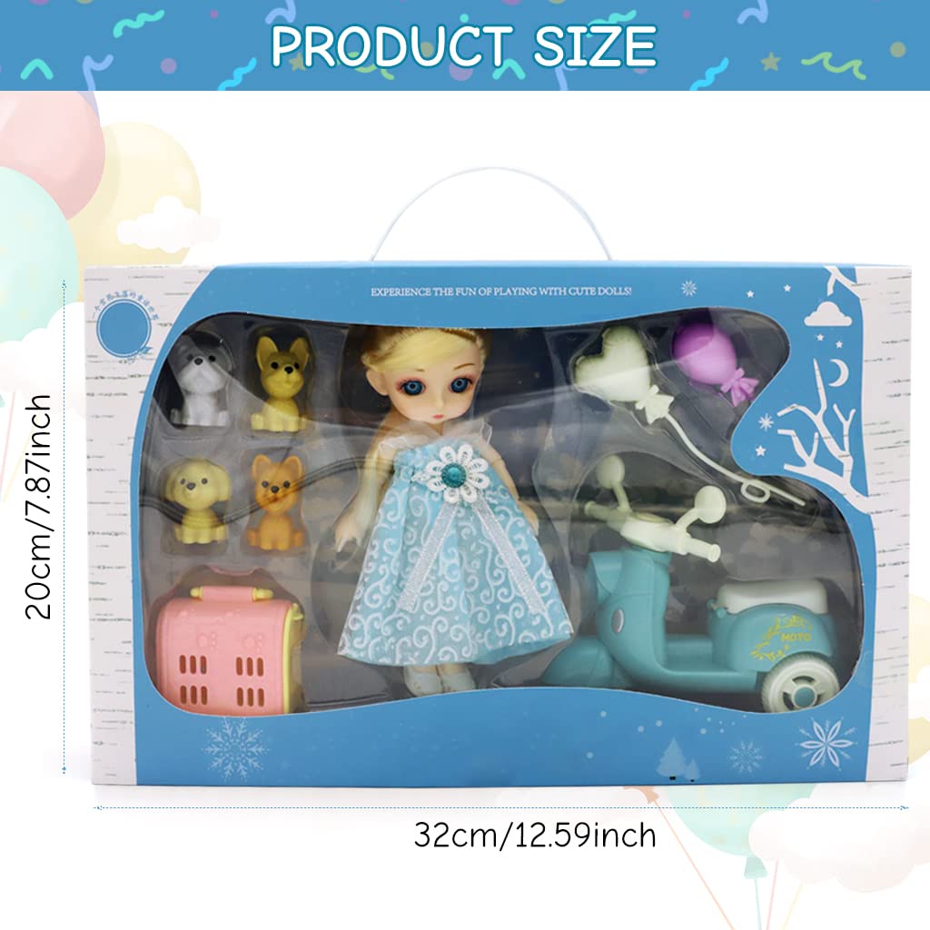 PATPAT Doll Set with Motorcycle Prop, Dollhouse Princess Toys, Cute Cartoon Doll Toy for Girls, Birthday Gift for Girl, Gift Box Packing (Blue) PATPAT Doll Set with Motorcycle Prop, Dollhouse Princess Toys, Cute Cartoon Doll Toy for Girls, Birthday Gift for Girl, Gift Box Packing (Blue)